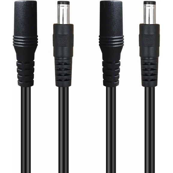 JJEAN-2-Pack 3ft DC Extension Cable 5.5mm x 2.1mm Male to Female Power Cord for CCTV Security Surveillance Indoor IP Camera Dvr Standalone LED Strip,Car,12v DC Power Supply Plug Adapter