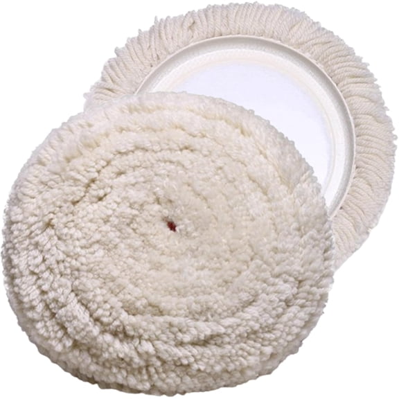 JJEAN-2-Pack 7" Wool Buffing Pad with Hook & Loop Backing for Buffing, Polishing, Cutting & Compounding - 7 Inch 100% Natural Wool Polishing Pad for Car, Marine, RV & Trucks