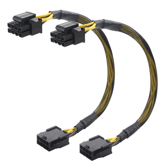 JJEAN-2-Pack 8 Pin EPS CPU Extension Cable - 10 Inches, 8-Pin ATX/CPU Power Cable Male to Female