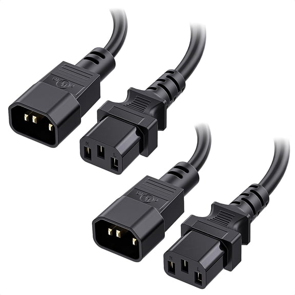 JJEAN-2-Pack Computer to PDU Power Extension Cord - 6ft, IEC C14 to IEC C13 PDU Power Cord, 10A, 18AWG, Black