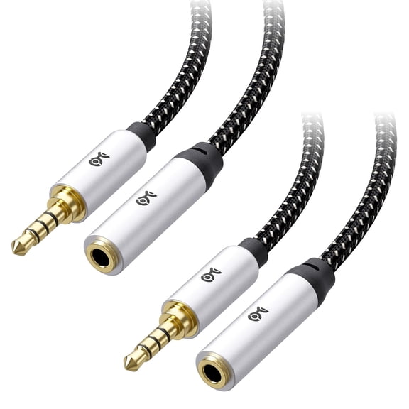 JJEAN-2-Pack Headset Extension Cable - 3ft, TRRS with Mic Support, 3.5mm Extension Cable, Gaming Headset Extended Cord, Black