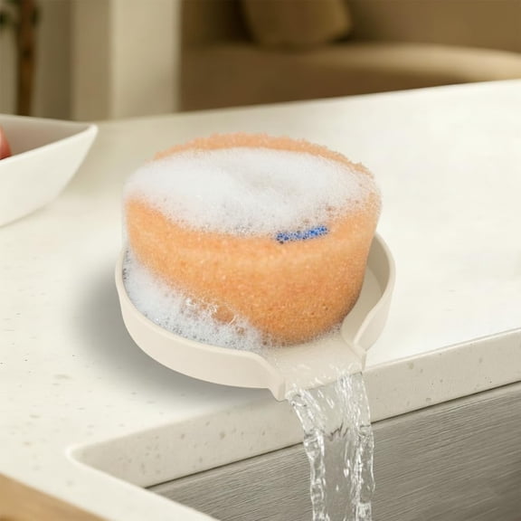 JJEAN-2 Pack Holder for Scrub Daddy, Thinnest Build to Last Sponges Holders, Durable Smiley Face Sponge Rack, Large Soap Dish & Sink Caddy Organizer, Dishwasher Safe (White, 2)
