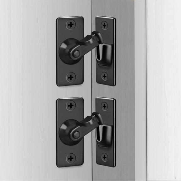 JJEAN-2 Pack Screen Door Latch 90 Degree, 1.73 x 0.75 Inches Gate Latch Sliding Screen Door Lock Barn Door Latch, Black