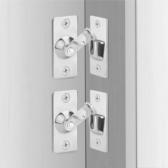 JJEAN-2 Pack Screen Door Latch 90 Degree, 1.73 x 0.75 Inches Gate Latch Sliding Screen Door Lock Barn Door Latch, Silver