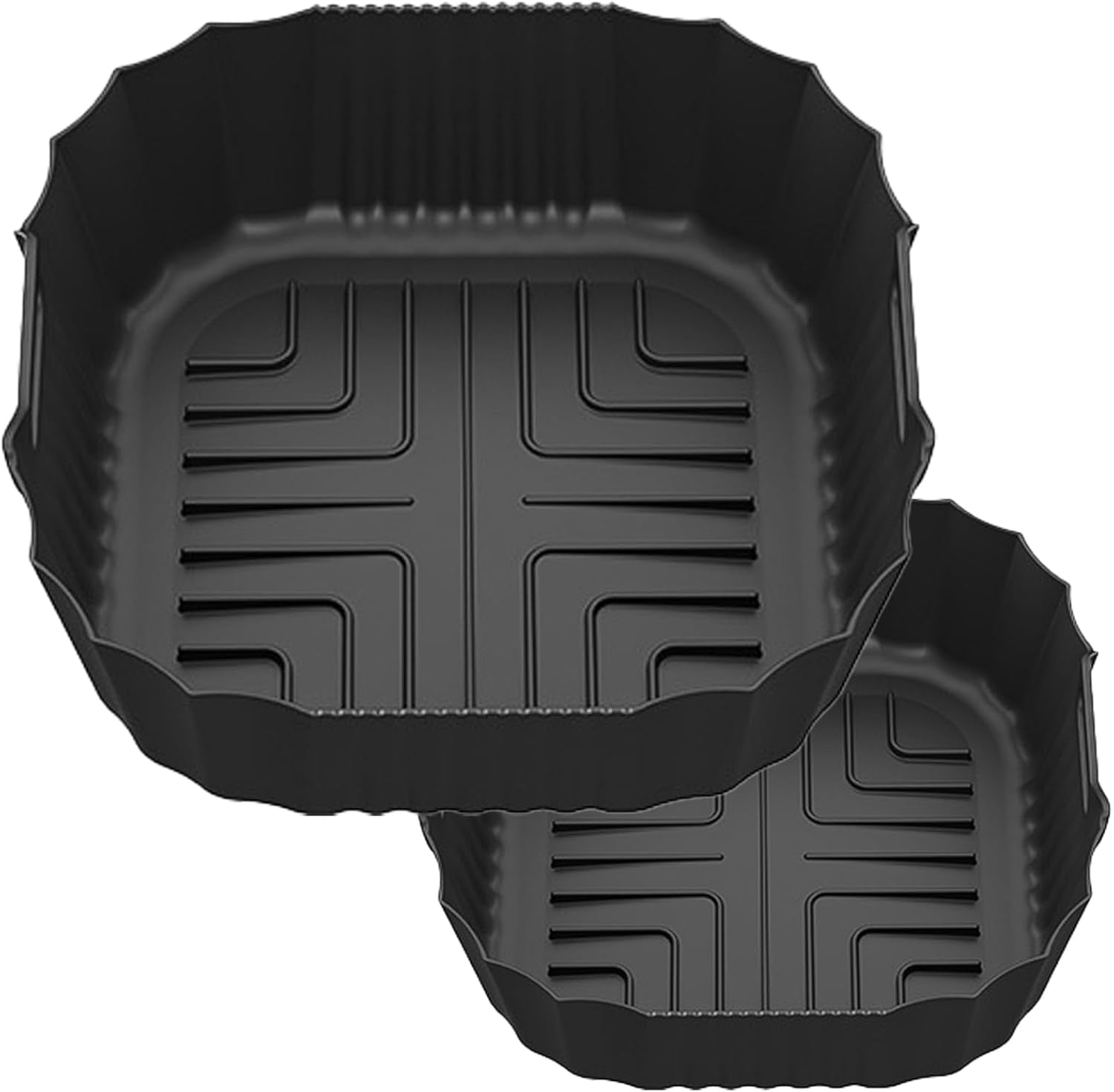 JJEAN-2-Pack Silicone Air Fryer Liners for Ninja Crispi FN101GY/FN101SG/FN101ST - 4QT & 6-Cup Reusable Non-Stick Basket Covers - BPA-Free, Dishwasher Safe - Fits Air Fryer, Oven, Microwave [Black]