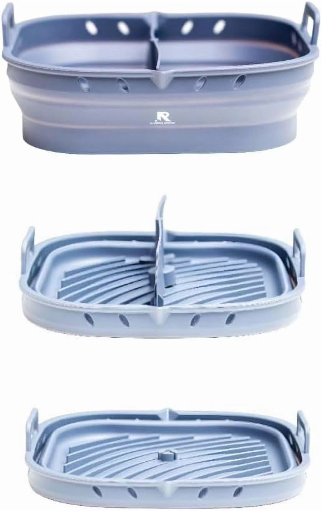 JJEAN-2 Pack Silicone Square Air Fryer Liner with Detachable Divider, Food-Grade BPA-Free, Reusable and Collapsible. NonStick, Oven Microwave Dishwasher Safe for Baking, Roasting, Frying & Steaming (