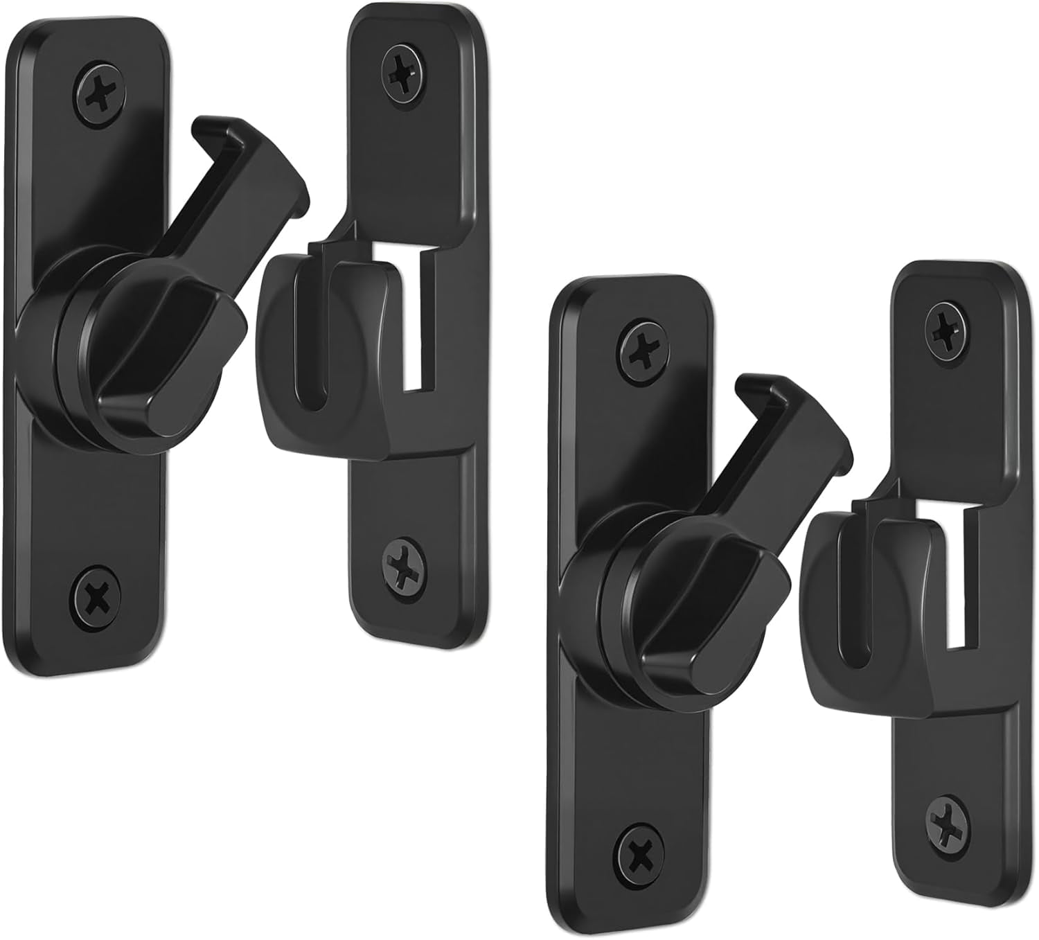 JJEAN-2 Pack Sliding Barn Door Lock, 90/180 Degree Flip Gate Latch, Zinc Alloy Barn Lock Latch Hardware for Barn, Garden, Cabinet, Bathroom, Black