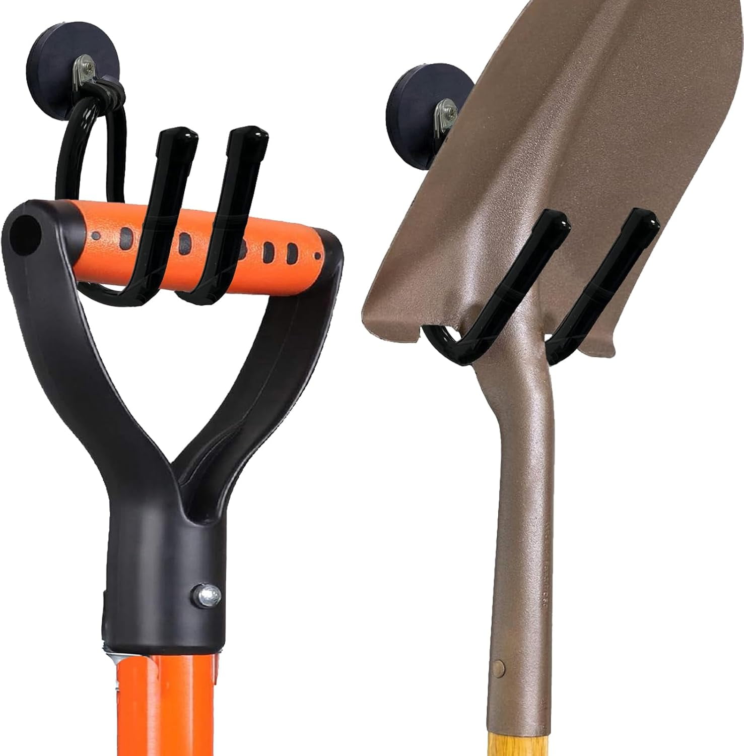 JJEAN-2 Pack Strong Magnetic Garage Storage Hooks, Heavy Duty Magnet Organizer Hooks with Rubber Coating for Garden Tools, Hose,Workshop,Pool Tools,for Indoor & Outdoor Hanging (Black)