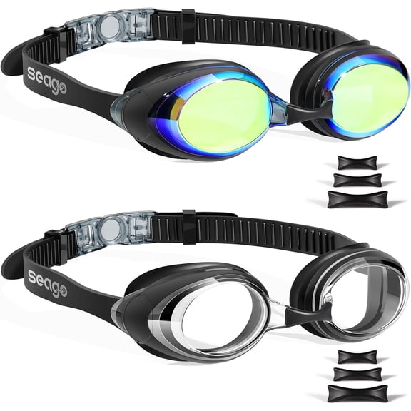 JJEAN-2 Pack Swimming Goggles Anti-fog Anti-UV Silicone Swim Goggles Adult Women Men