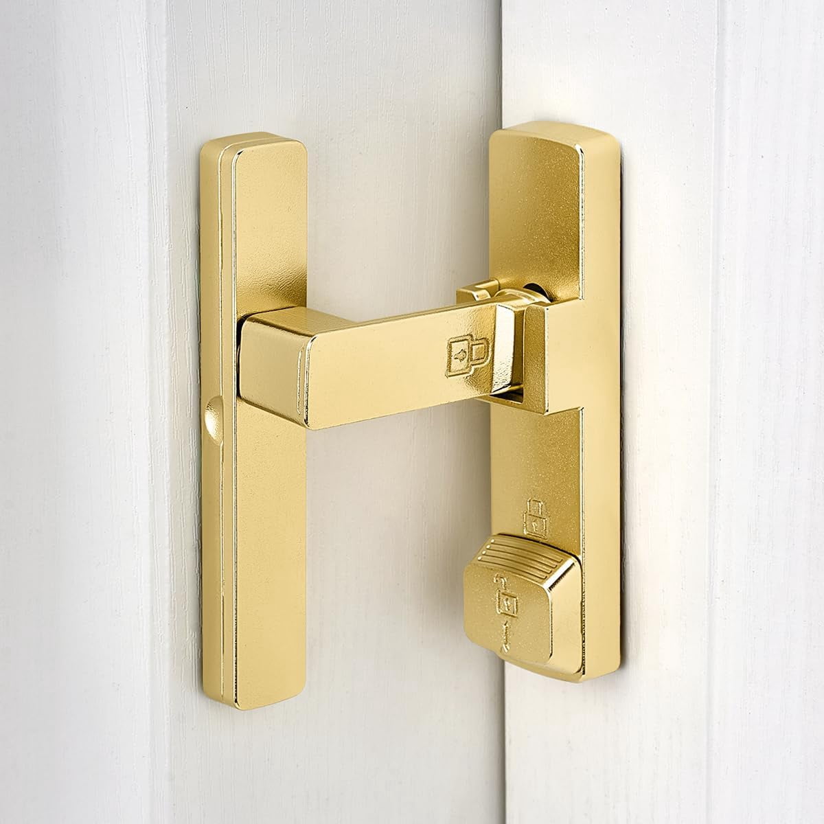 JJEAN-2 Packs Gold 90 Degree Barn Door Lock,Flip Gate Latches Hardware,Zinc Alloy Right Angle Door Lock Latch,Protect Privacy,for Barn Door,Cabinets,Windows,Garden,Bathroom