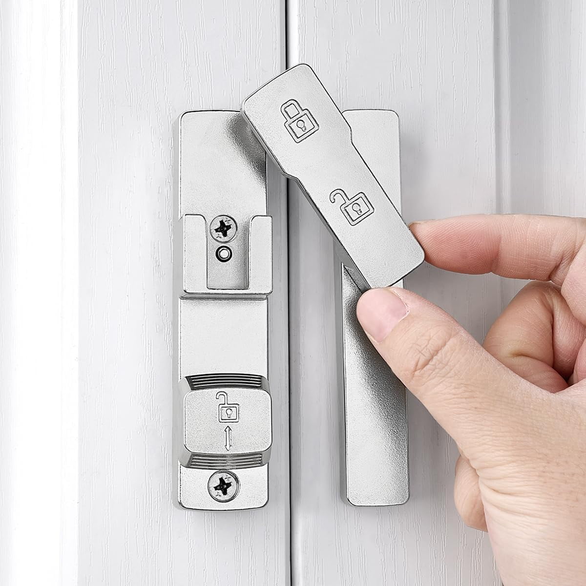 JJEAN-2 Packs Silvery 180 Degree Barn Door Lock,Flip Gate Latches Hardware,Zinc Alloy Door Lock,Protect Privacy,for Barn Door,Cabinets,Windows,Garden,Bathroom