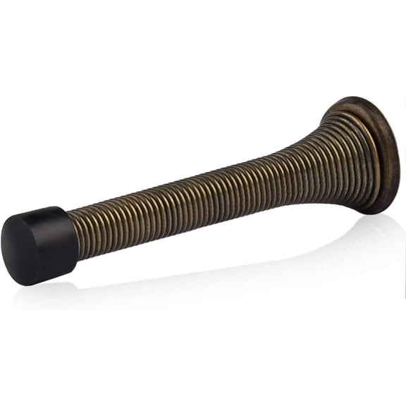 JJEAN-20 Pack Spring Door Stopper with Rubber Bumper 3-1/8" Flexible Spring Heavy Duty Wall Door Stop Low Mounted Door Bumper for Home (Antique Brass)