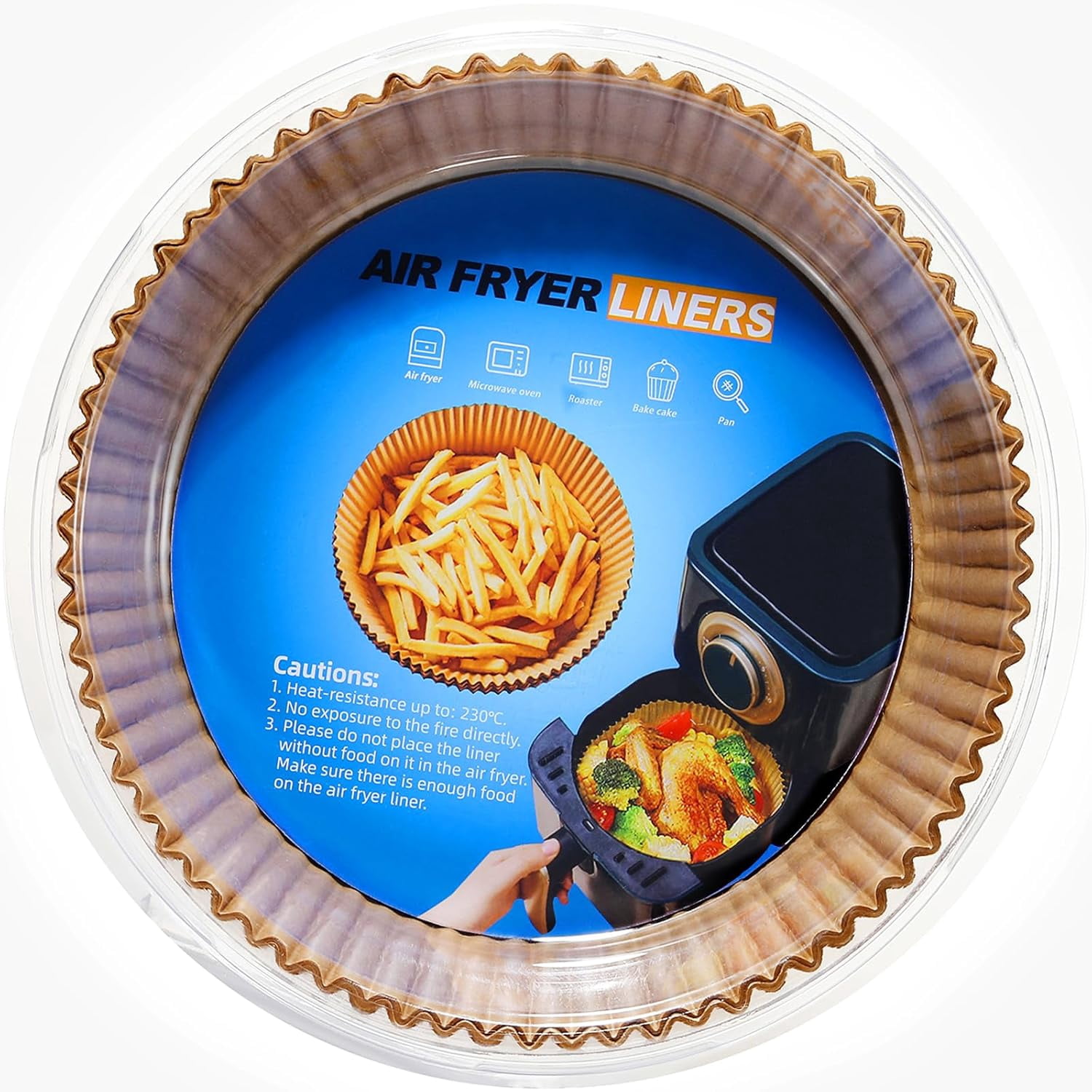 JJEAN-200PCS Air Fryer Liners Disposable, Parchment Paper,Air Fryer Paper Liners for 3-5QT Airfryer,Microwave,Non-Stick and Oil Proof for Easy Cleanup (Round,6.5IN)