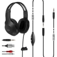 thumbnail image 1 of JJEAN-20Ft Extra Long Cord Headphones for TV & PC with Volume Control, Wired TV Headset with Extension Cable, 3.5mm Aux Jack with USB & RCA Adapters for More TVs, Senior Friendly, 1 of 4