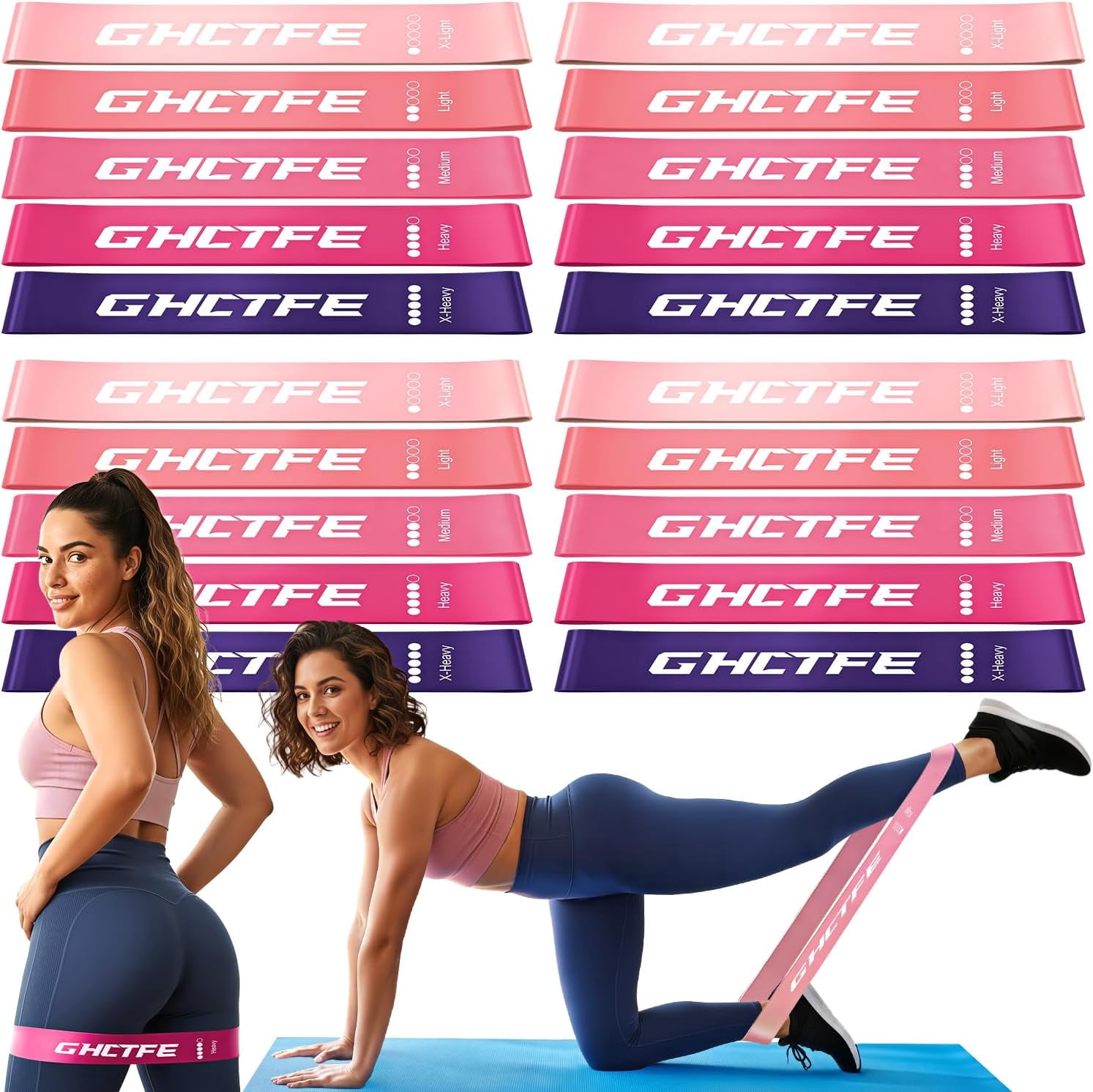 JJEAN-20PCS Resistance Bands Bulk Set for Trainers, Small Groups & Fitness Classes, Mini Bands for Glutes, Legs, and Core Workouts, Loop Exercise Bands with Storage Bag, Gift for Workout Buddies