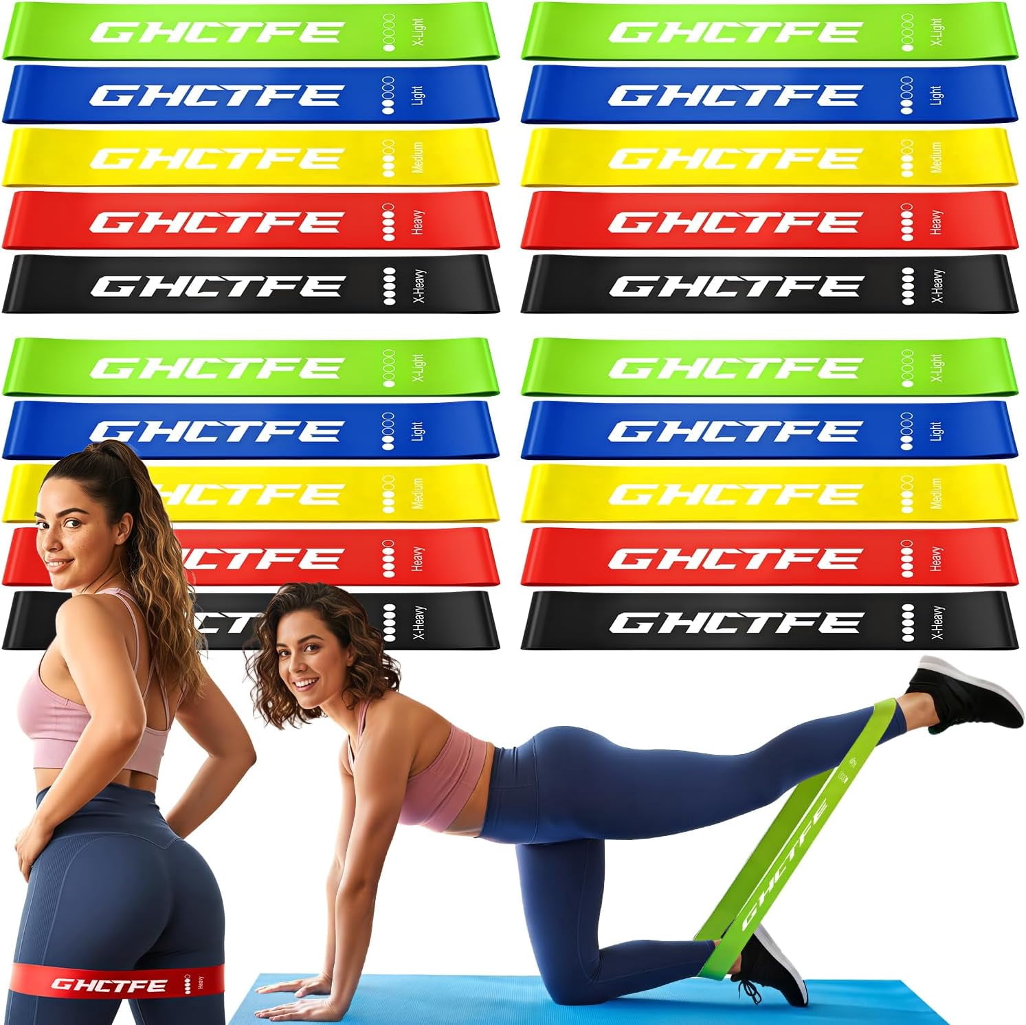 JJEAN-20PCS Resistance Bands Bulk Set for Trainers, Small Groups & Fitness Classes, Mini Bands for Glutes, Legs, and Core Workouts, Loop Exercise Bands with Storage Bag, Gift for Workout Buddies