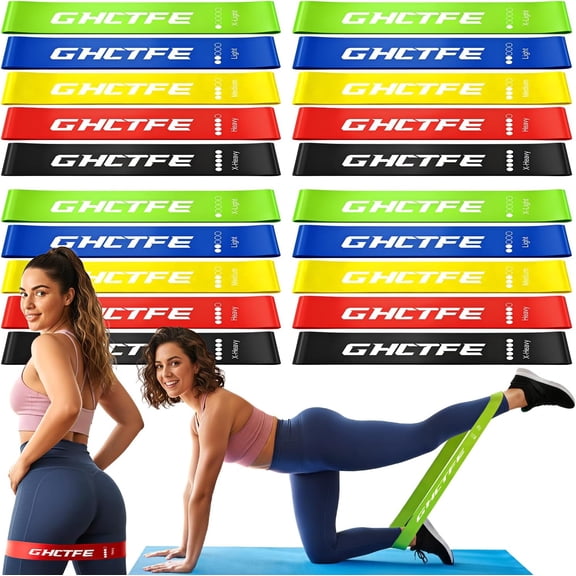 JJEAN-20PCS Resistance Bands Bulk Set for Trainers, Small Groups & Fitness Classes, Mini Bands for Glutes, Legs, and Core Workouts, Loop Exercise Bands with Storage Bag, Gift for Workout Buddies