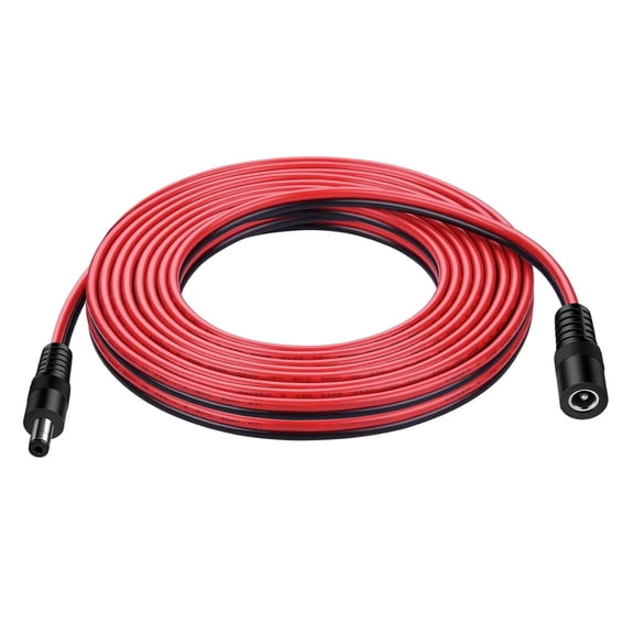 JJEAN-20ft 14AWG 12V DC Extension Cable DC 2.1mm x 5.5mm 5521 Power Supply Adapter Flat Extender Cord,Female to Male Wire for CCTV Security Camera,IP Network Camera,DVRs and More Devices