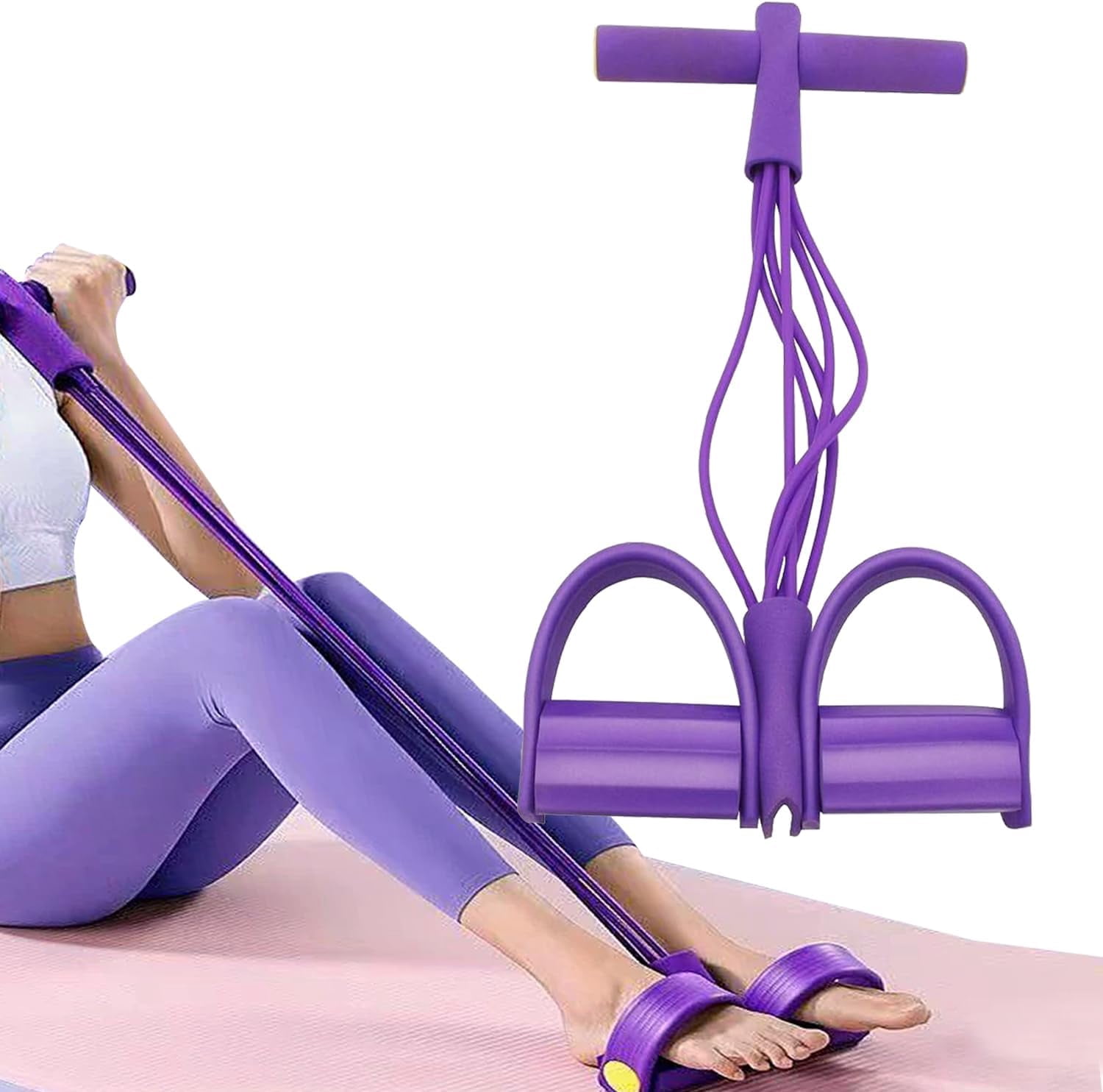 JJEAN-21 Fitness Resistance Bands-6 Tube Pedal Ankle Puller,Multifunction Tension Rope,Natural Latex Fitness Bands for Strength Training, Tummy, Waist, Arm, Leg Slimming, Home Gym Exercise Equipment