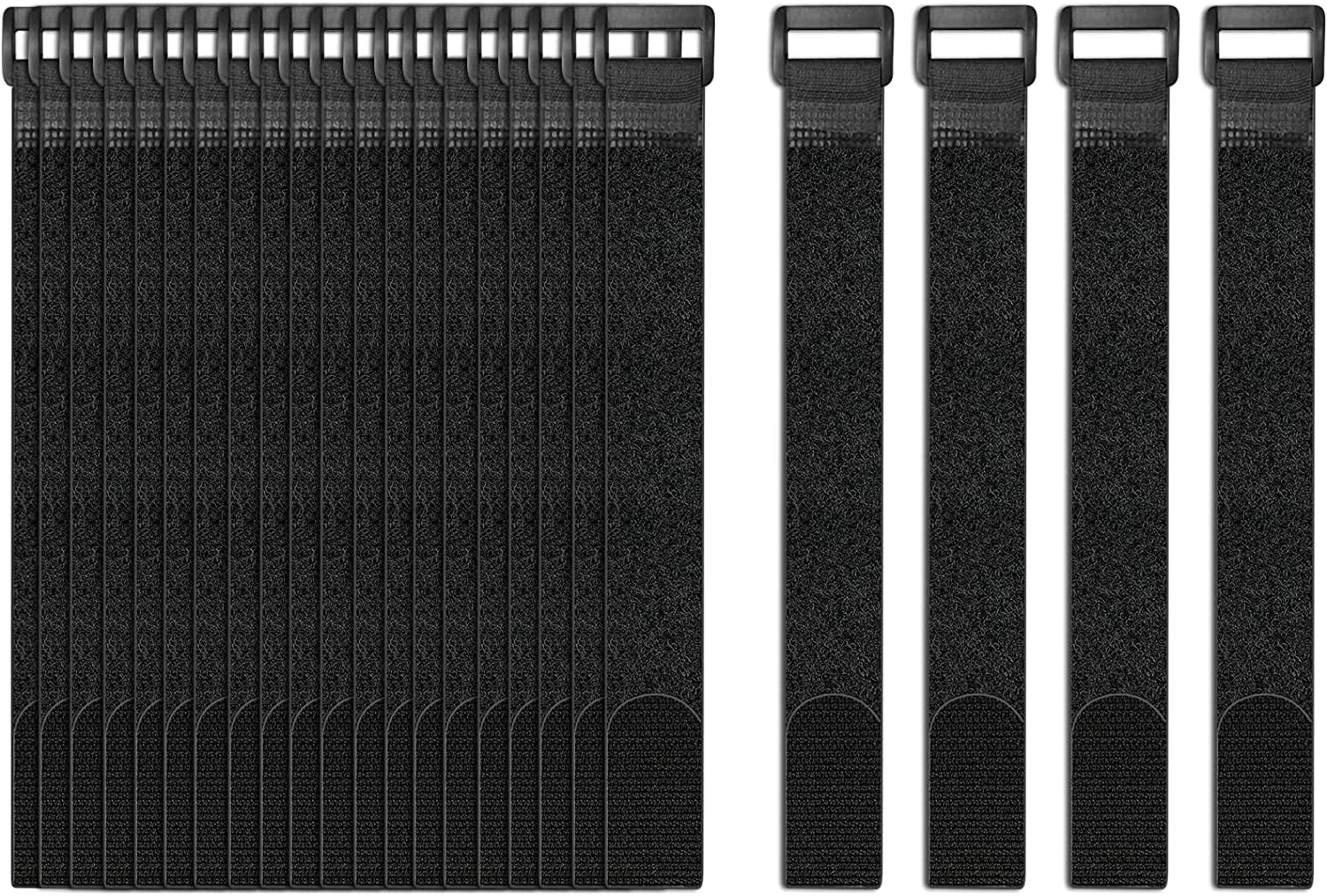 JJEAN-24 Pack Cable Straps Reusable Fastening Cinch Straps Wire Loop Ties(1" x 12"), Adjustable Hook And Loop Straps with Buckle Nylon Extend Securing Strap for Extension Cord Wrap, Cable, Hose Organ