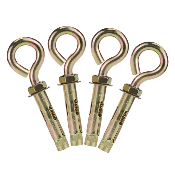 JJEAN-25/64" x 3-1/2" Shoulder Eye Bolts Anchor, Screw Expansion Sleeve Bolt with Ring, Carbon Steel Concrete Wall Brick Cement Anchors Bolts Fastener (4 pcs)