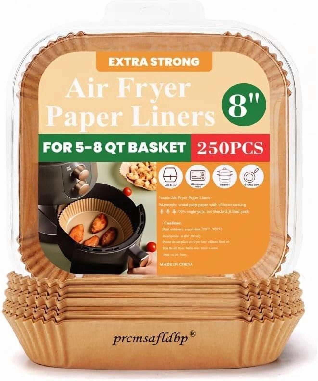 JJEAN-250 Pcs 8 Inch Square Air Fryer Liners Disposable for Home Bakers - Thickened Air Fryer Liners - Withstands up to 450°F Heat - for Air Fryer 5 to 8 Qt