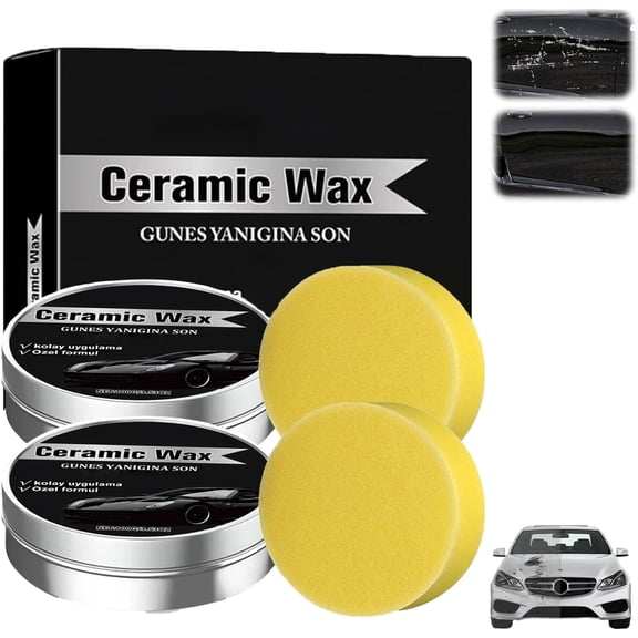 JJEAN-2PCS Titanium Ceramic Wax Cream for Cars,2025 Strong Protection Car Coating Polishing Wax,uto Car Scratch Repair Remover Paste Cream Paint Care Ceramic Waxes with Sponge