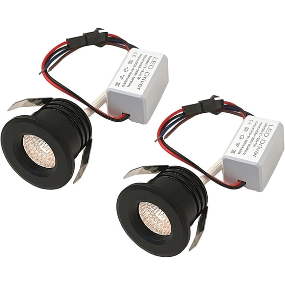 JJEAN-2Pack 3W Mini Spotlights AC 110V 220V Recessed Ceiling Showcase Display Under-Cabinet Lights Fixture 3000K Warm-White with LED Power Supply Driver