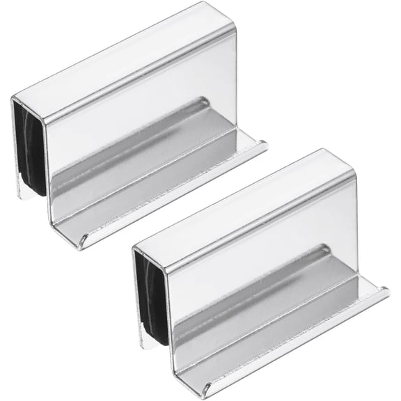 JJEAN-2Pcs 1.6 Inch Glass Finger Edge Pull, Steel Window Display Door Clips, Concealed Cabinet Door Handle for Drawers, Wardrobes, Display Glass Case, Furniture, Chrome Plating
