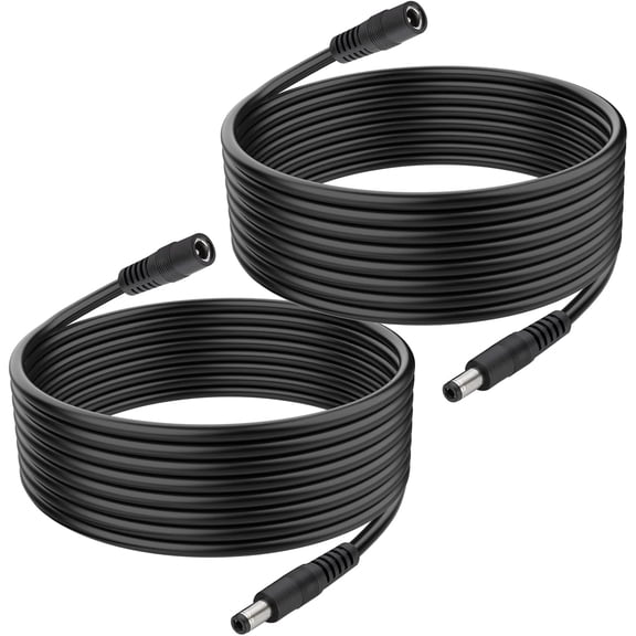 JJEAN-2Pcs 18AWG DC Power Extension Cable with 5.5mm x 2.5mm Male to Female Plug Connector for CCTV IP Indoor Camera Dvr Standalone LED Strip Router, 5V 9V 12V 24V DC Supply Adapter (3.3FT)