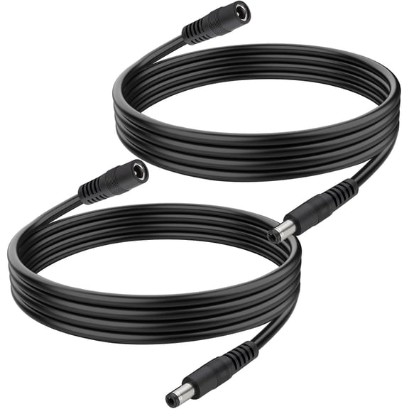 JJEAN-2Pcs 18AWG DC Power Extension Cable with 5.5mm x 2.5mm Male to Female Plug Connector for CCTV IP Indoor Camera Dvr Standalone LED Strip Router, 5V 9V 12V 24V DC Supply Adapter (1.65FT)