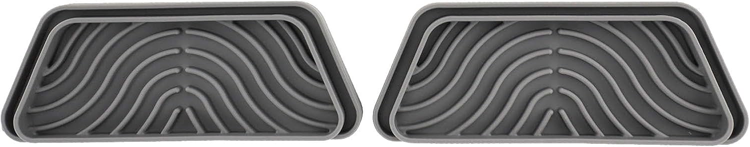 JJEAN-2Pcs Refrigerator Water Drip Tray Catcher Trapezoidal Silicone Refrigerator Drip Tray Catcher for GE for Samsung (Grey)