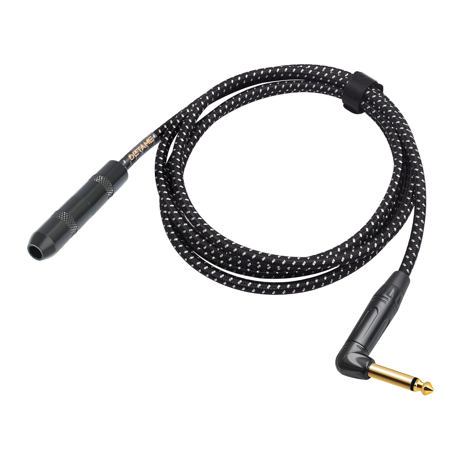 JJEAN-3.3FT Right Angle 1/4 TS Male to 1/4 Inch TS Female Adapter, 6.35mm Mono Male to Female Extension Cable for Bottom Plug/V-Shape Guitar/Front Facing Jack Guitar 1 Pack
