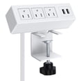 JJEAN-3 Outlet Desk Clamp Power Strip With USB Ports, White Desktop ...