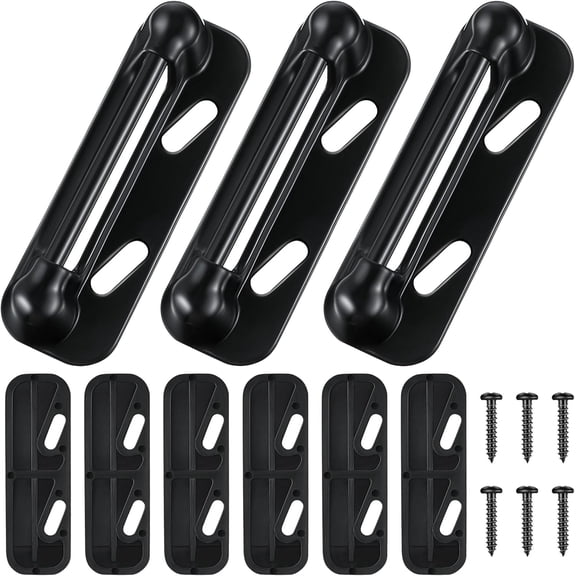 JJEAN-3 Pack Screen Door Spring Strike Plate, Compatible with K 5004 Spring Loaded Screen and Storm Door Hardware Kit, Aluminum Painted, Applied for Most Rigid Interior Latch Systems (Black)