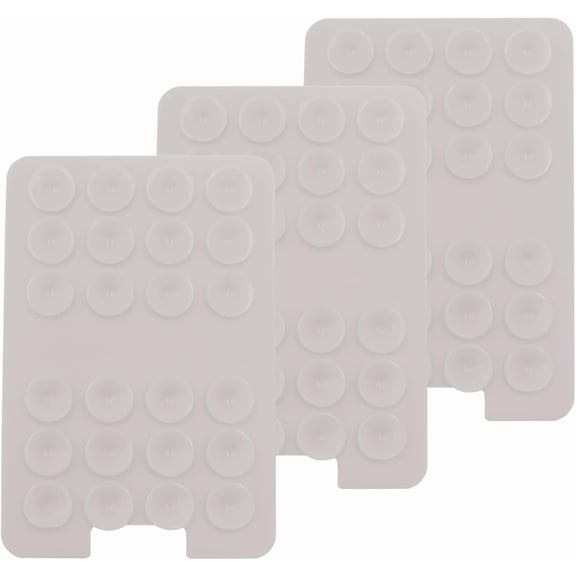 JJEAN-3 Pack White Adhesive Phone Card Holer for iPhone, Suction Cup Sticky Grip Suncker Mount Case Accessories, Accesorio para Telefonos Attachment Fidget, Phone Hippers for Mirror