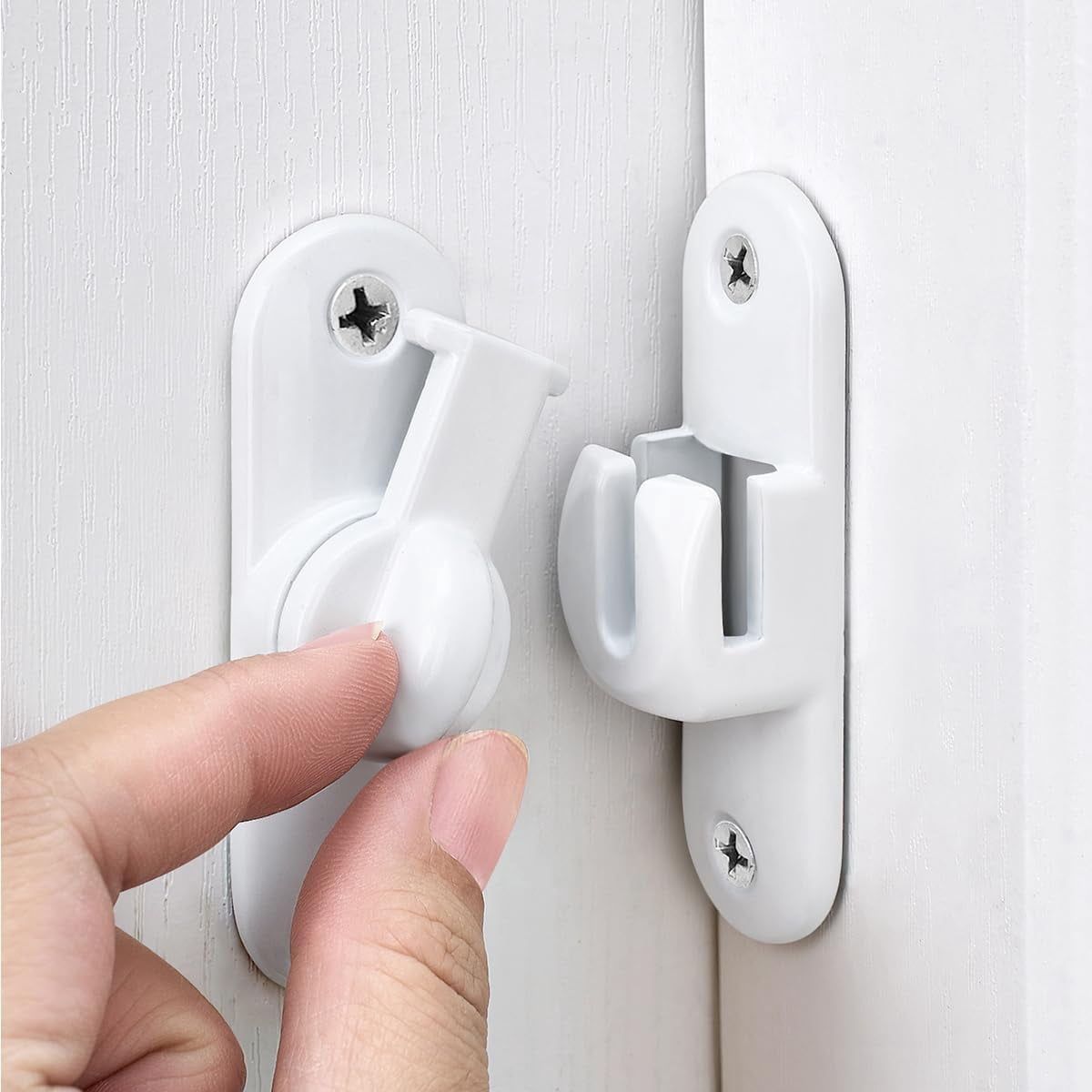 JJEAN-3 Packs White 90/180° Barn Door LatchesRight Angle Door Lock,Zinc Alloy Flip Latch for Cabinets, Windows, Gardens, Barn, Bathroom,Cabinets and Small pet Cages