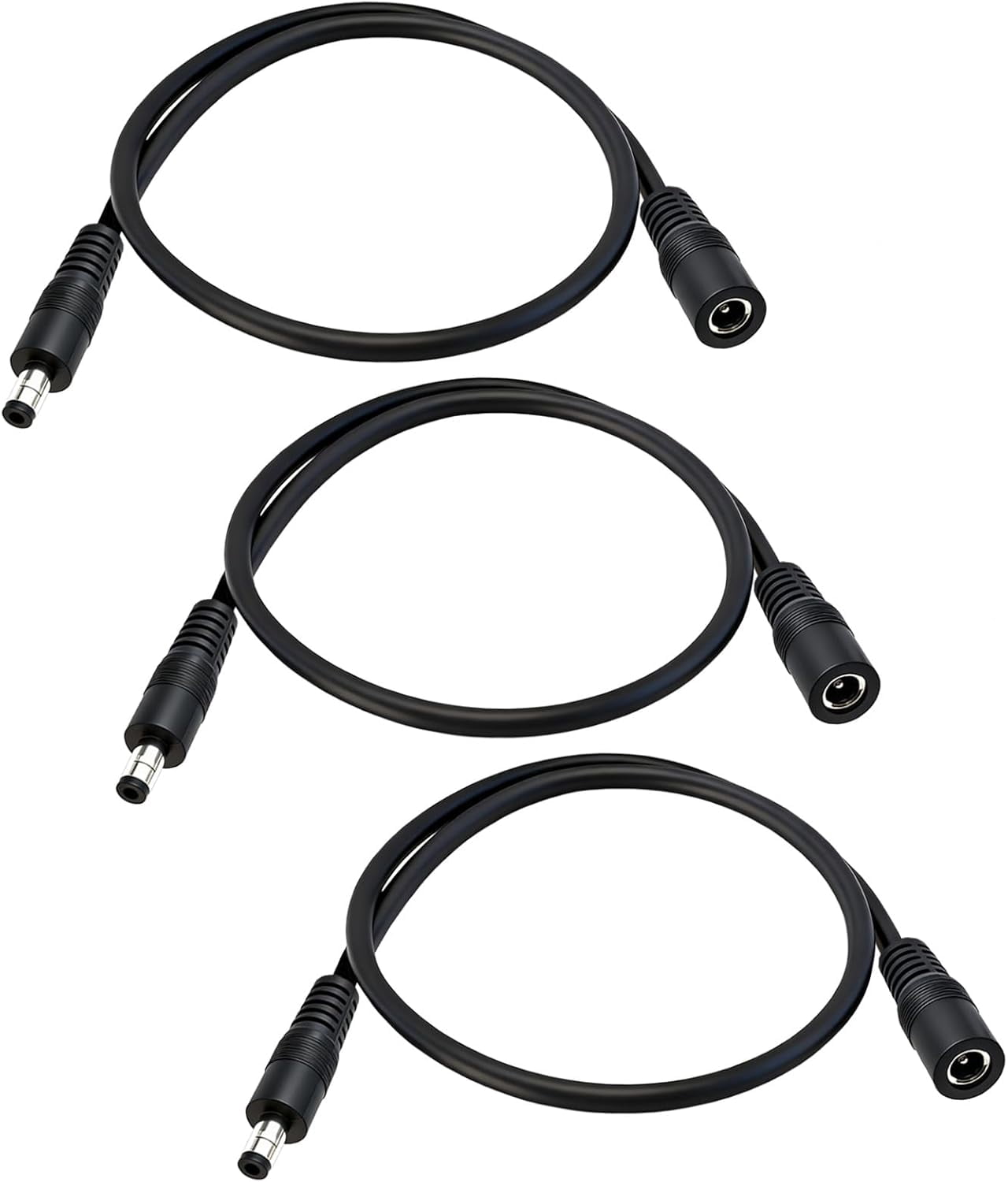 JJEAN-3-Pcs 1.6ft DC 5.5mm x 2.1mm Male to Female Power Extension Cable, 14AWG 12V 24V DC Power Cord for CCTV Camera,Solar Monitor, Solar Panels