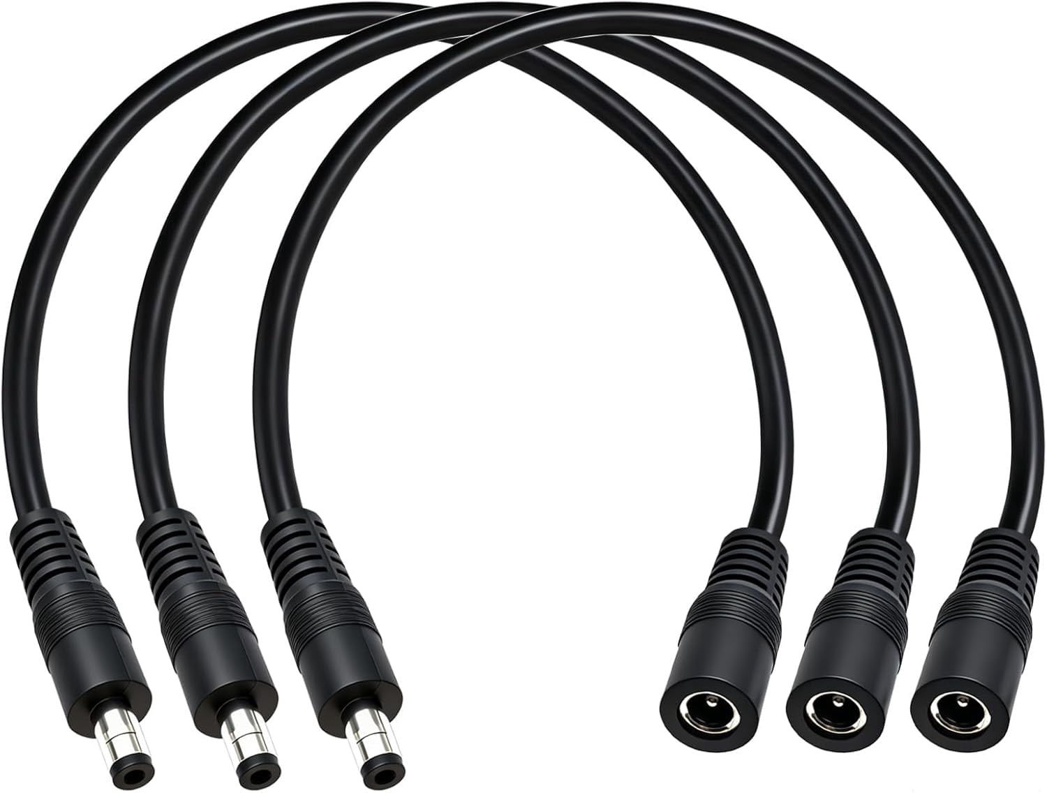 JJEAN-3-Pcs 1ft DC 5.5mm x 2.5mm Male to Female Power Extension Cable, 14AWG 12V 24V DC Power Cord for CCTV Camera,Solar Monitor, Solar Panels