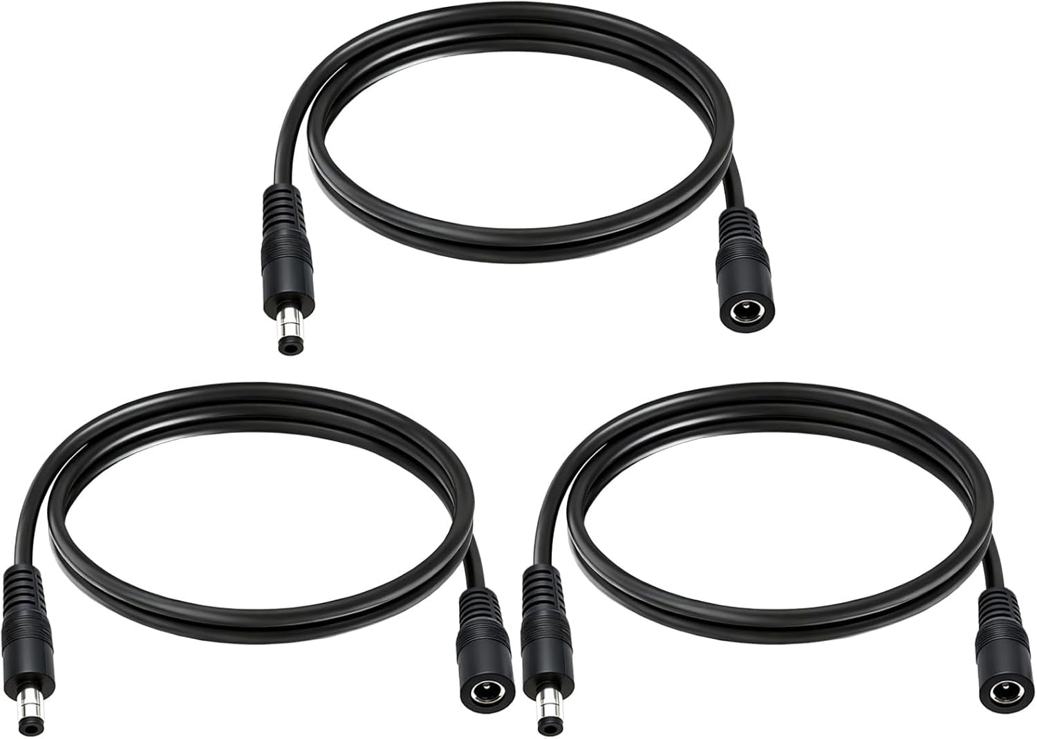 JJEAN-3-Pcs 3.3ft DC 5.5mm x 2.5mm Male to Female Power Extension Cable, 14AWG 12V 24V DC Power Cord for CCTV Camera,Solar Monitor, Solar Panels