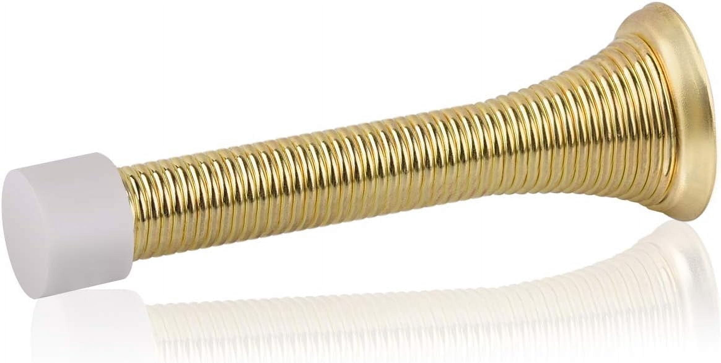 JJEAN-30 Pack Spring Door Stopper with Rubber Bumper 3-1/8" Flexible Spring Heavy Duty Wall Door Stop Low Mounted Door Bumper for Home (Bright Brass)