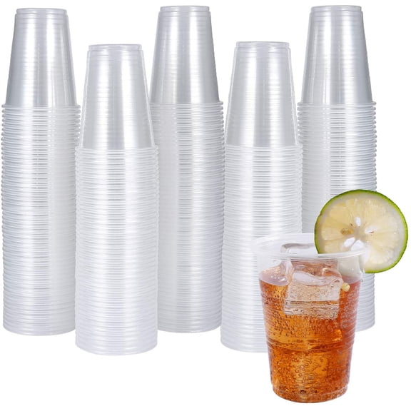 JJEAN-300 Pack 9oz Clear Plastic CupsDisposable Mouthwash Cups, Ideal for Whiskey, Drinking Tasting, Food Samples