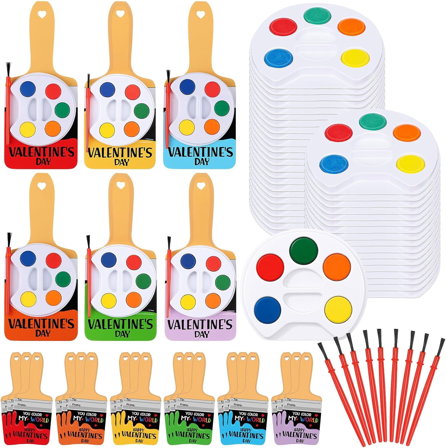 JJEAN-32 Set Mini Watercolor Paint Set Gifts Bulk Include Watercolor Painting Kits with Seal Bags and Sheets Glue Points Cards DIY Gifts for Art Party Supplies Favors Birthday