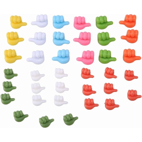 JJEAN-38 - PCS 6 - Color Silicone Thumb Hooks Set, Self-Adhesive Silicone Thumb Wall Hook for Keys, Toothbrushes, Cables & Earphones