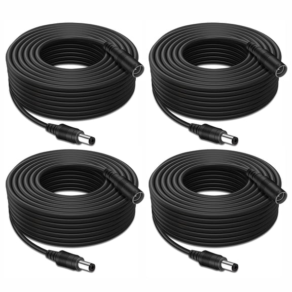 JJEAN-4 Pack 10FT 3M DC Power Extension Cable 5.5 mm x 2.1 mm 5521 Male to Female 12V DC Adapter Cord Compatible with CCTV Security IP Camera,Survelliance DVR Standalone,LED Strip,Monitors(Black)