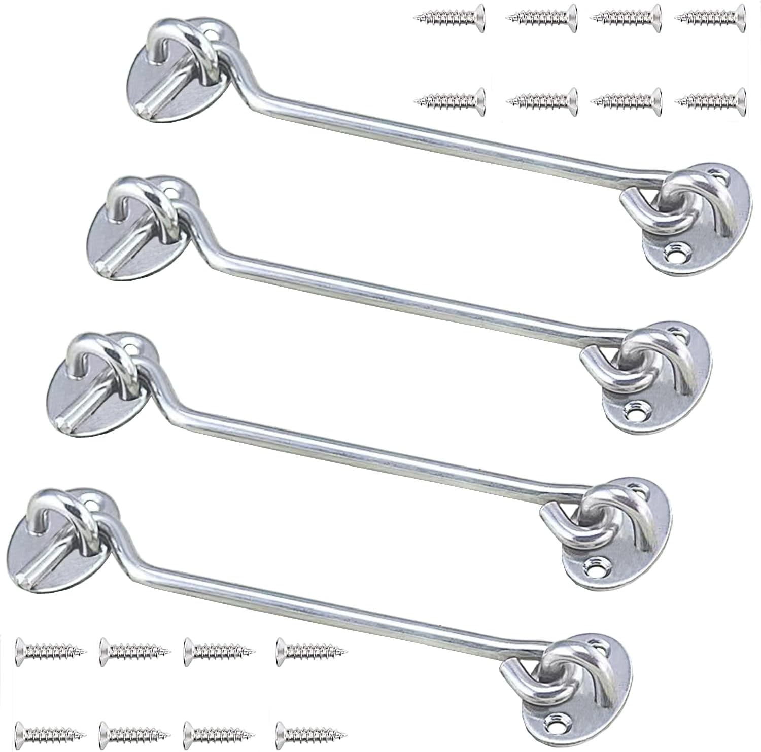 JJEAN-4 Pack Barn Door Latch Door Lock Hardware, Sliding Door Lock Eye ...