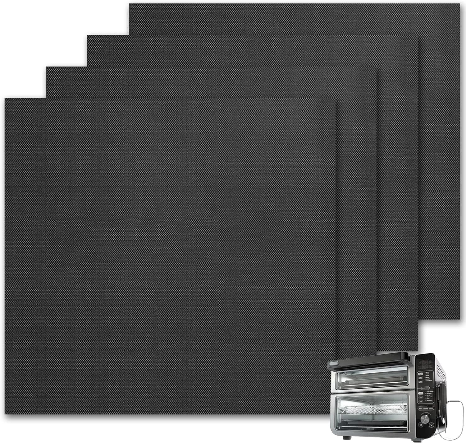 JJEAN-4-Pack Fiberglass Air Fryer Mats 12"x12.6" For Ninja DCT451 Compatible Oven Liners for Bottom of OvenReusable & Heavy-Duty for Even Cooking