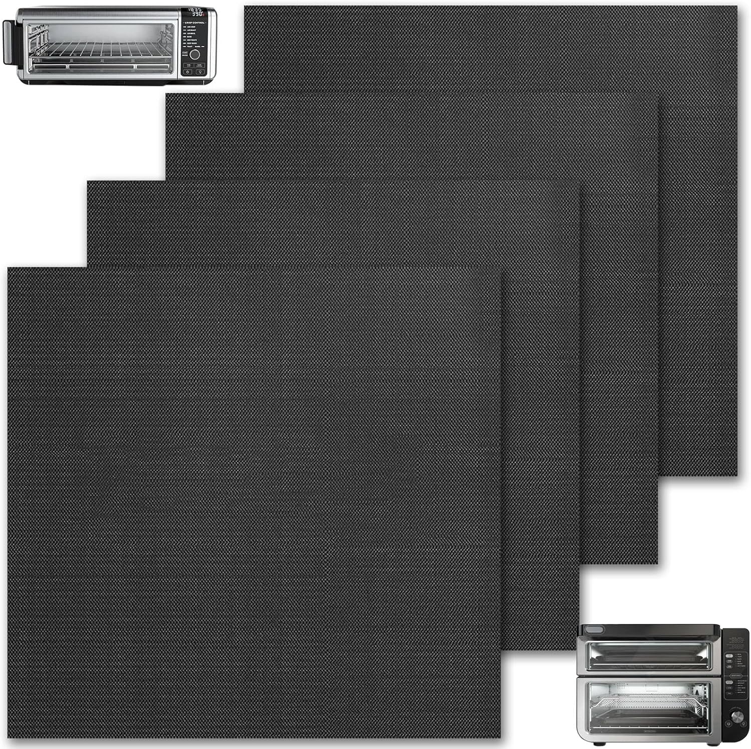 JJEAN-4-Pack Glass Fiber Oven Liners for Ninja SP101/SP201/SP301/SP351/DCT401/DCT402, Accessories for Countertop Convection Oven 11.81"x12.4" Non-Stick Baking Mats Heat-Resistant & Dishwasher Safe