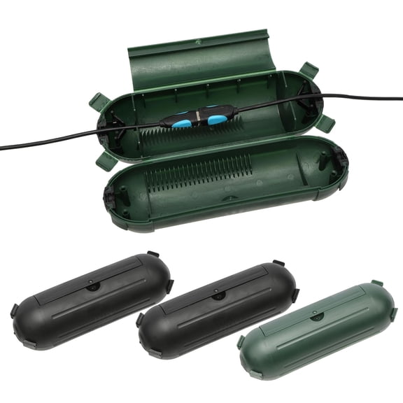 JJEAN-4-Pack Outdoor Extension Cord Safety Covers with Waterproof Seal, Rain and Snowproof Electrical Junction Box for Outdoor Plugs, Sockets, Electrical, Pool Pumps (2 Black + 2 Green)