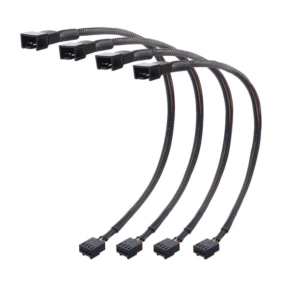 JJEAN-4-Pack, PWM 4 Pin Fan Extension Cable - 12 inches, PC Fan Extension Cable